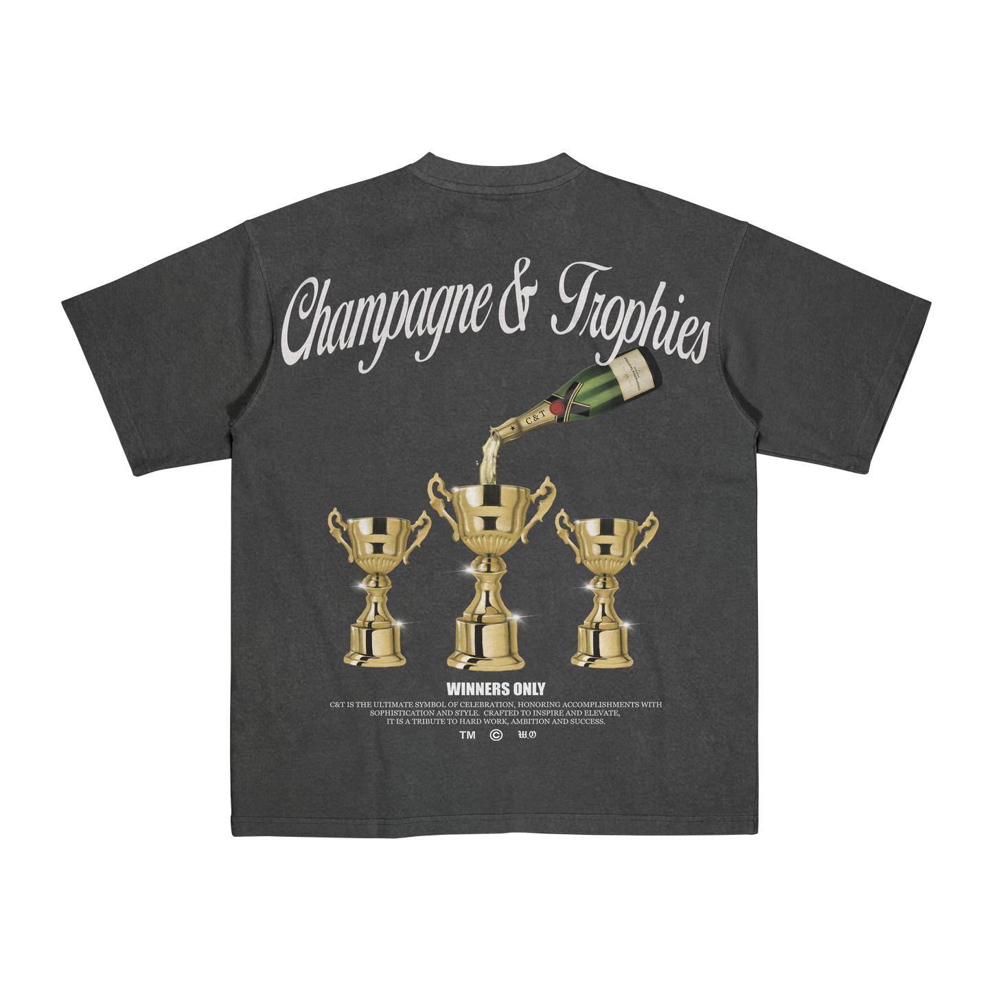 Champagne & Trophies Tee (Vintage Grey)