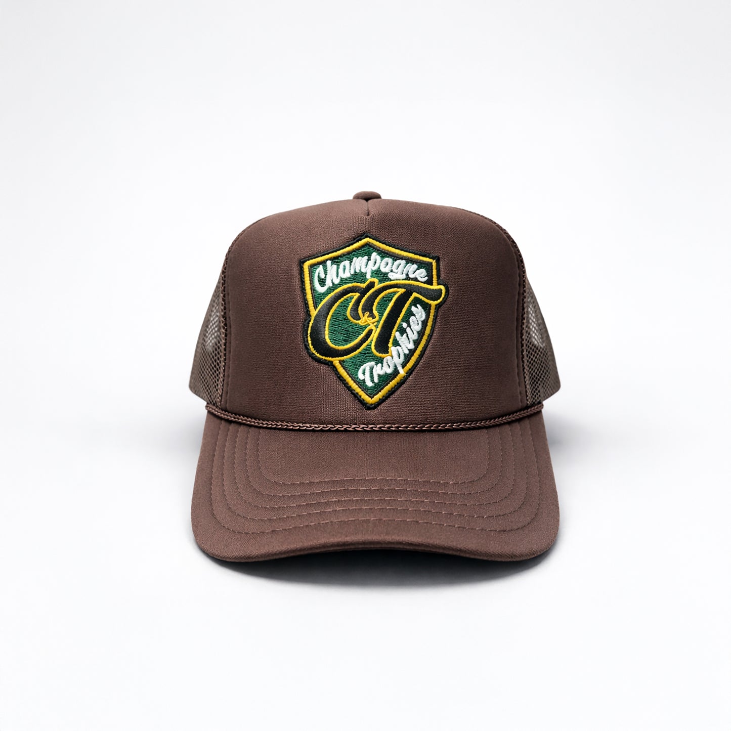 Champagne & Trophies Foam Trucker Hat (BROWN)