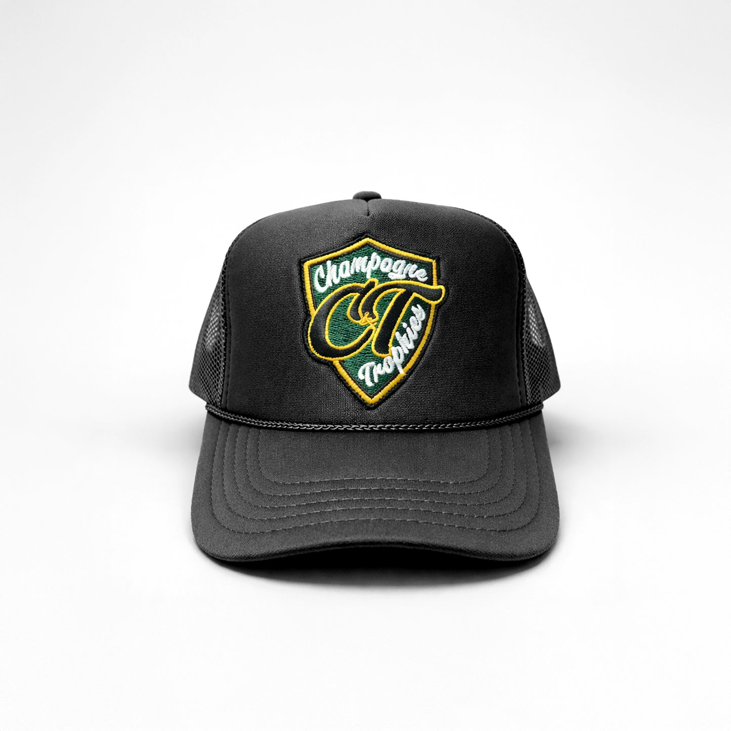 Champagne & Trophies Foam Trucker Hat (BLACK)